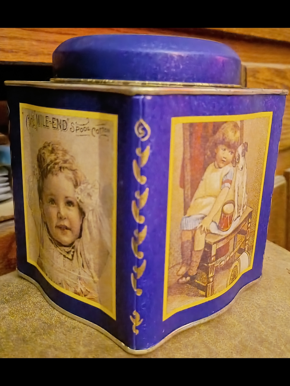 Clarks Royal Blue and Gold O.N.T. Spool Cotton Tin